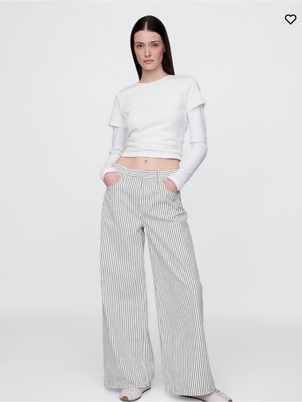 NWOT Gap Mid Rise Denim Striped Baggy Jeans